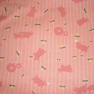 Piggie Butts! Vintage Weilwood Industries Cotton Fabric - PINK PIGS! 2 yds x 44"